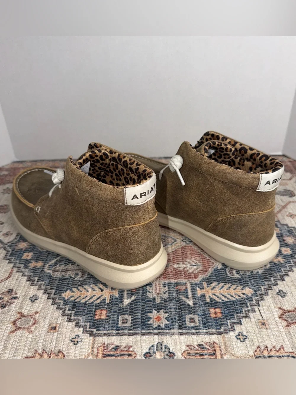 Ariat Taupe Brown Suede Men's Chukka with Leopard Lining